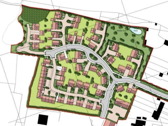 The proposed development with a scout hut in the bottom right corner (Image: Jones Homes/Chorley Council)
