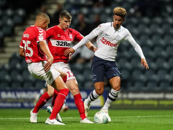 Callum Robinson in the thick of the action against Middlesbrough