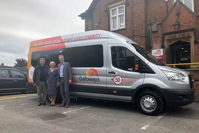 Galloway's have a new minibus: Former CEO Peter Taylor, Christine Clitheroe and CEO Stuart Clayton