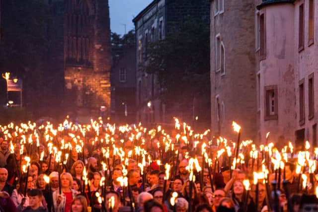 Torch-lit procession at Bloody Scotland crime writing festival 2018. Pic: Paul Reich