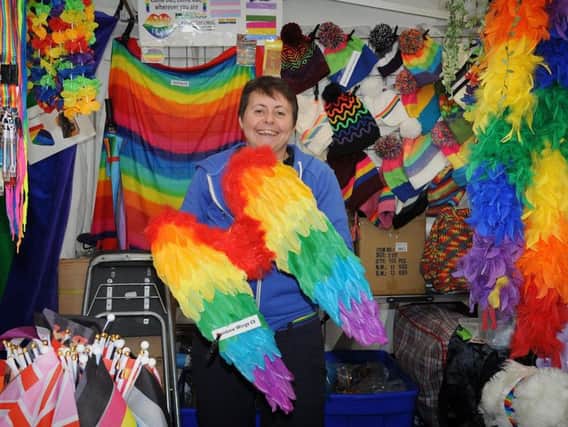 Rainbow colours on Lynda Fox's stall at last year's Pride