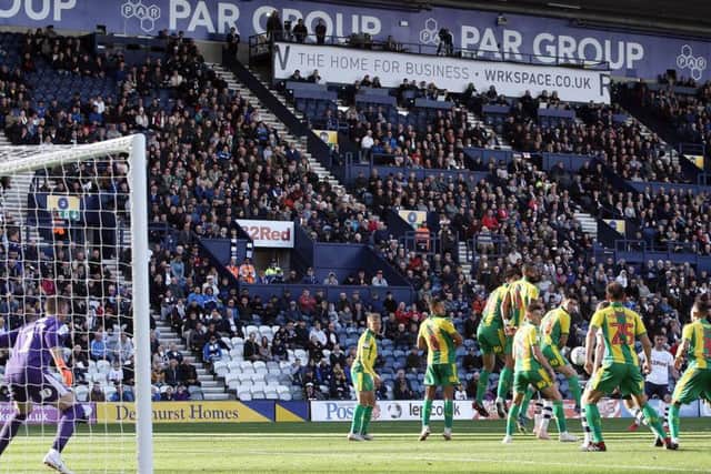 Hughes fires home his free-kick at Deepdale on Saturday