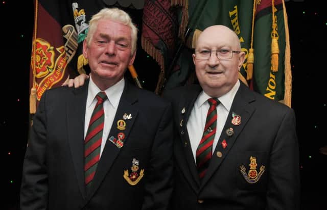 Sefton Dent and Stewart Crellin, came from the Isle of Man for the ex-servicemen  Quebec Reunion at The Royal British Legion, Lostock Hall, Preston.
