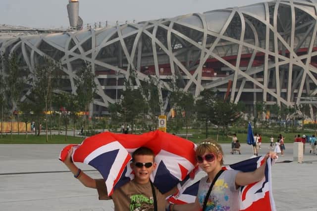 Sophie Ward at the Olympics in Beijing at the age of 14 with her brother
