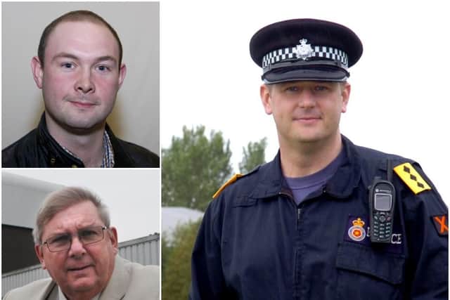Acting chief inspector Gary Crowe. Left, top to bottom, Couns Paul Wharton and Ken Jones