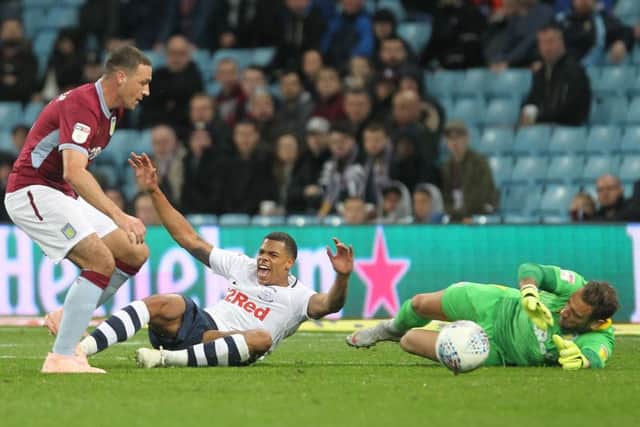 Lukas Nmecha earns Preston a penalty in the 3-3 draw against Aston Villa