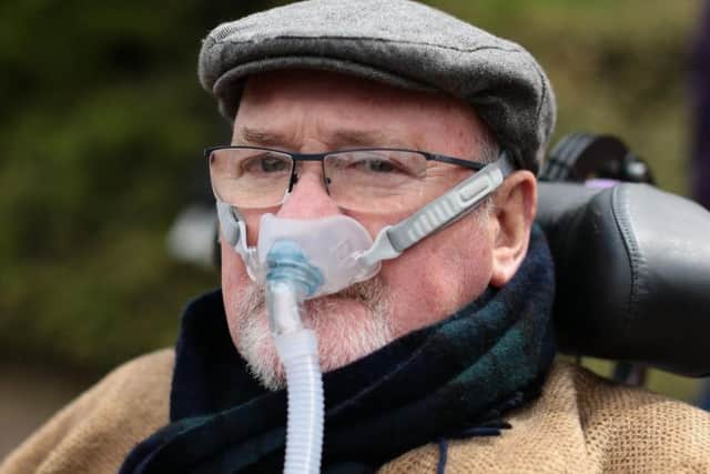 Terminally-ill Noel Conway outside Telford Justice Centre in Shropshire, where he is due to view a video link of a hearing in his assisted dying case, taking place at the Court of Appeal in London. PRESS ASSOCIATION Photo. Picture date: Tuesday May 1, 2018. See PA story COURTS Conway. Photo credit should read: Aaron Chown/PA