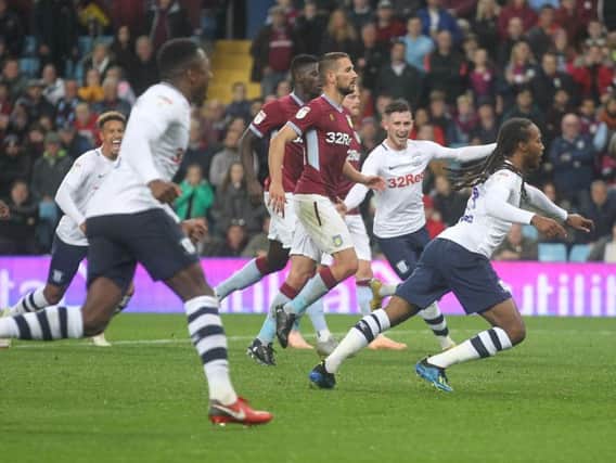 Daniel Johnson celebrates scoring against old club Aston Villa