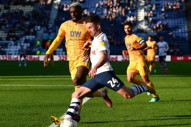 Preston North End's Sean Maguire in action
 against Wigan