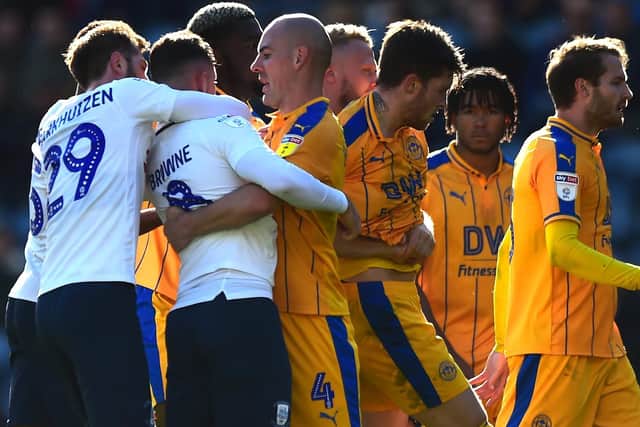 Tempers flare in the first half of PNE's clash with Wigan