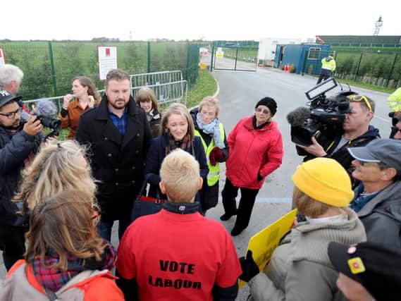 Labour's Rebecca Long-Bailey at the Preston New Road fracking site