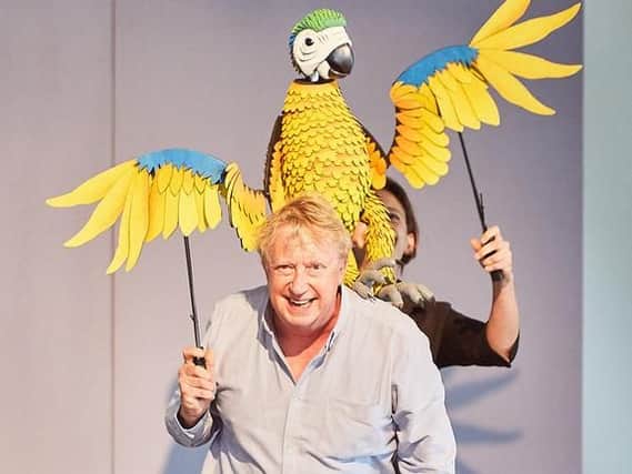 Mark Williams stars as Doctor Dolittle with the parrot Polynesia. He will not be appearing in the Blackpool run of the show.