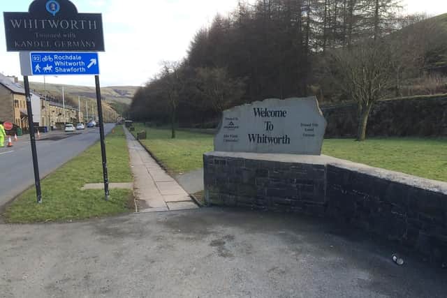 The sign on the entrance to the Whitworth stretch of the National Cycling Route displays a sign showing a horse and pedestrian, as well as a bike...