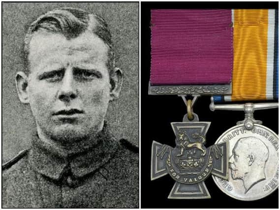 Pte James Towers and, right, his Victoria Cross
