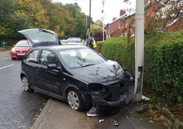 Vauxhall Corsa which crashed in Garstang after being chased by police