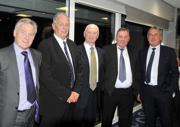 John Smith, Roy Tunks, Alex Bruce, Ricky Thomson and Mike Elwiss from the 77/78 promotion side