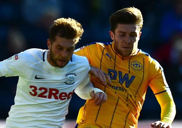 Tom Barkhuizen in action for Preston in the 4-0 win over Wigan