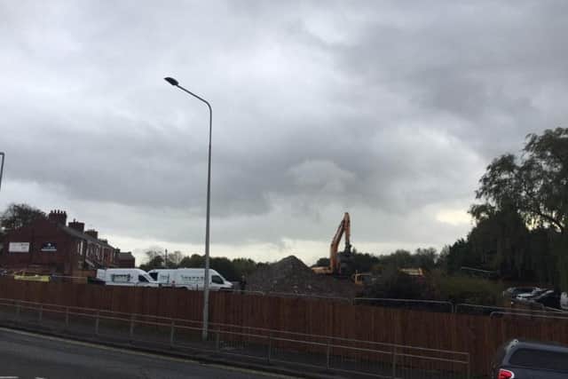 Work goes on after the demolition of the Sumners pub in Fulwood