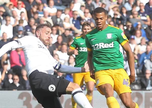 In action against Derby County earlier in the season