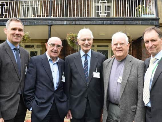 From left, new St Catherine's Hospice chairman John Chesworth, Executive Chairman of Harrison Drury; Cliff Hughes MBE; Dr Raymond Consiglio; Rev Peter Taylor and St Catherines Chief Executive Stephen Greenhalgh.