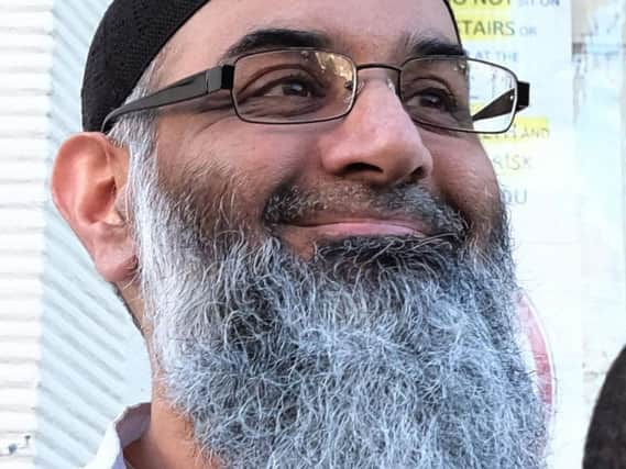 Anjem Choudary outside a bail hostel in north London after his release from Belmarsh Prison. Photo credit: David Mirzoeff/PA Wire
