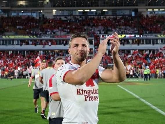 Sam Burgess after the final whistle at the Rugby League World Cup Semi Final in New Zealand in 2017
