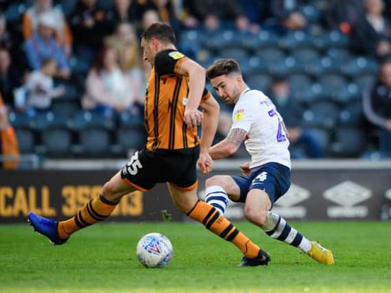 Sean Maguire in action on his return to the PNE starting line-up at Hull