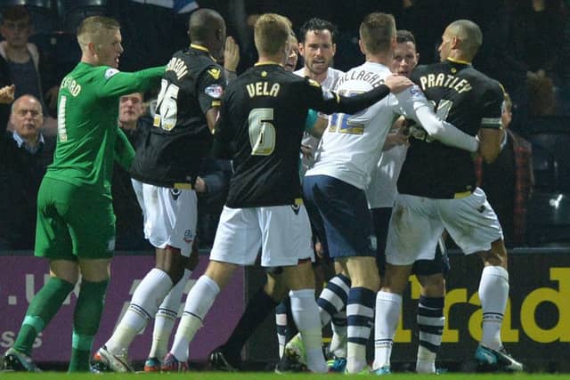 Tempers flare between Preston and Bolton on Haloween night 2015