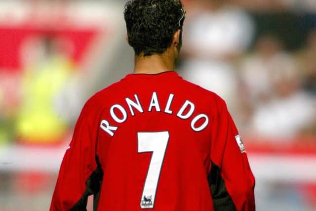Ronaldo joined a list of famous names to wear United's coveted No.7 shirt