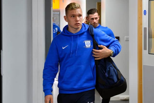 Preston North End youngster Ethan Walker arrives at the KCOM Stadium on Saturday