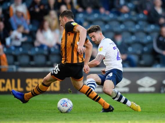 Sean Maguire goes for goal against Hull on his return to the Preston North End starting line-up.