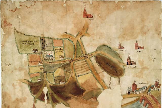 Jacquie Crosby's favourite document - a Plan of Burtonhead estate c 1580 ( Archive ref. DDSC 32/1)