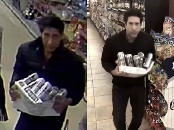 Wanted thief is doppelganger of David Schwimmer aka Ross from Friends, pictured right