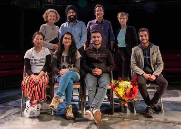 Lancaster Playwriting Prize winner, Adam Kotwal, front first right with other shortlisted playwrights and judges.