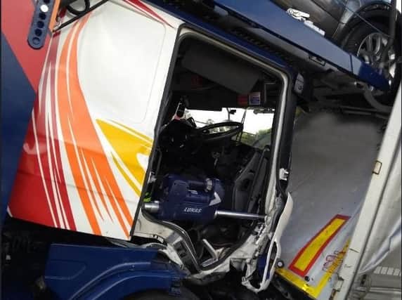 Firefighters have had to extract drivers from their lorries.  Credit: Cheshire Fire and Rescue