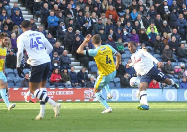 Preston North End's Daniel Johnson gets a shot on goal against the Millers on Saturday