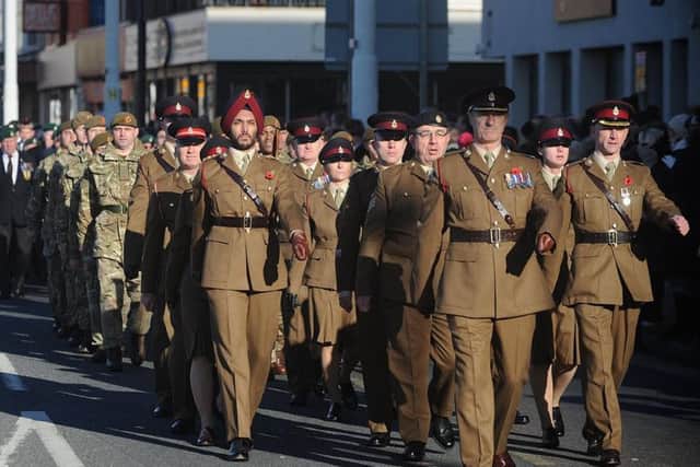 Armed Forces remembrance service parade in Blackpool