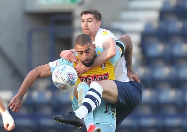 Getting to grips with Rotherham's Kyle Vassell at Deepdale last week