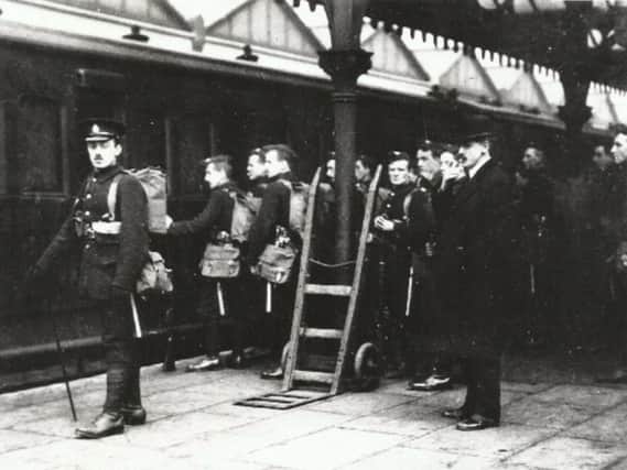 The Accrington Pals departing for the Western Front