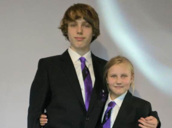 Connor Ingham and his sister Hannah on their first day at Burnley High School.