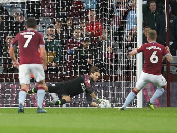 Chris Maxwell saves Glenn Whelan's penalty in the 3-3 draw at Aston Villa