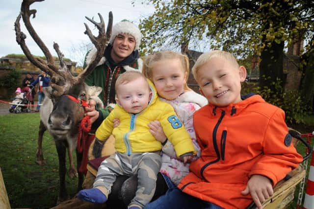 A Winter Sparkle event in aid of Derian House was held at Astley Hall in Chorley.
Lorenzo, Mia and Jake meet Santa's reindeer.  PIC BY ROB LOCK
4-11-2018