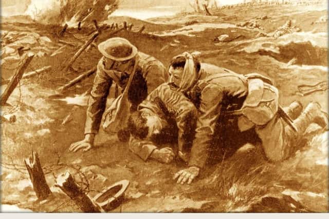 Painting depicting the action on December 22,1915 at Foncquevillers which saw Pte William Young awarded the Victoria Cross