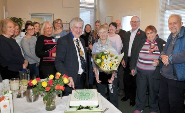 Cedar House celebrates it's 20th Anniversary of counselling with a party at their property on Mount Steet, Preston.
Mayor of Preston, Councillor Trevor Hart, cuts the cake