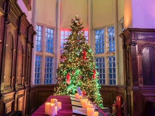 A Christmas tree inside Astley Hall