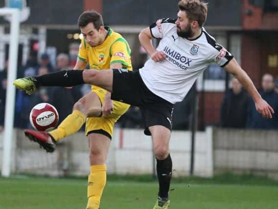 Two-goal hero Alistair Waddecar in action against Nantwich Town
Photo: Jonathan White