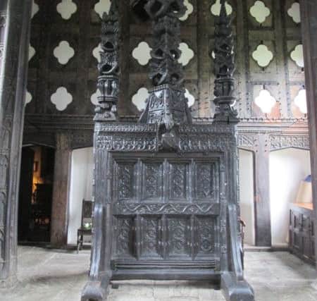 The screen at the great hall at Rufford Old Hall