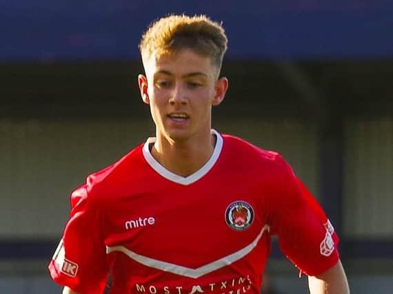 Connor Simpson in action for Hyde. Picture: Ruth Hornby