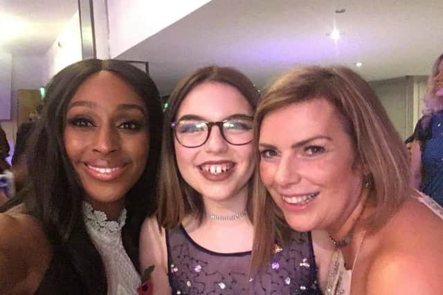 Ruth and Emily Murrell at the Pride of Britain awards, where they met singer Alexandra Burke