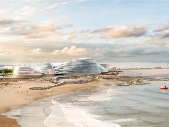 An artists impression of Eden Project North, a proposed new attraction for Morecambe . Credit: Grimshaw Architects